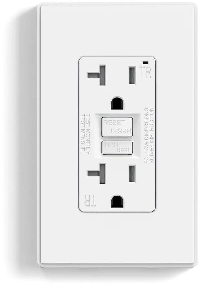 Main image of GFCI Outlet 20 Amp, Self-Test GFI Electrical Outlet with Thinner Design, TR Tamper Resistant GFCI Receptacle, Ground Fault Circuit Interrupters with Wall Plate, UL Listed, Matte White, 1 Pack