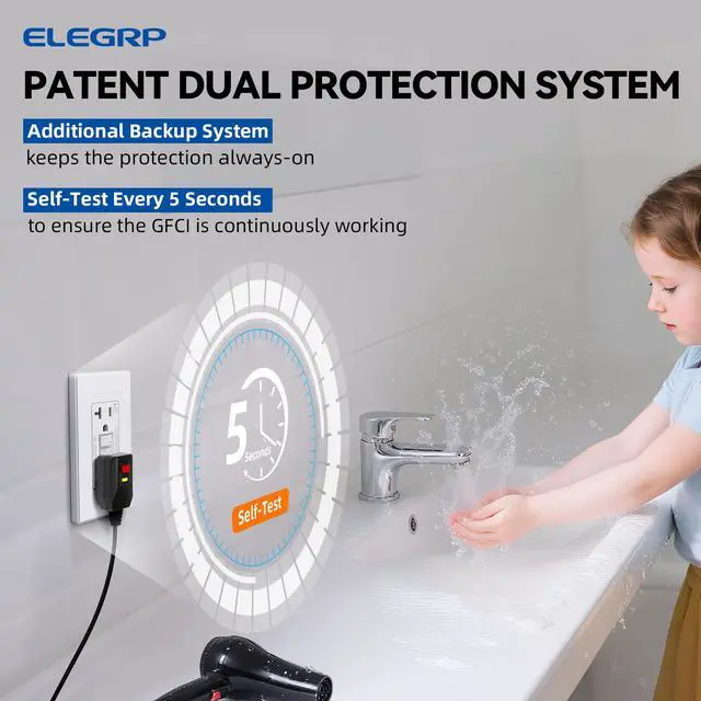 Alt view image 3 of 7 - GFCI Outlet 20 Amp, Self-Test GFI Electrical Outlet with Thinner Design, TR Tamper Resistant GFCI Receptacle, Ground Fault Circuit Interrupters with Wall Plate, UL Listed, Matte White, 1 Pack