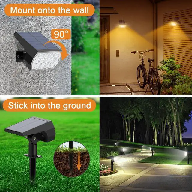 Alt view image 4 of 6 - Color Changing Solar Lights Outdoor, IP68 Waterproof, RGB, 6 Pack | 7 Lighting Modes, Multicolor Solar Halloween Christmas Spotlights for Outside Landscape Yard Garden Tree Party Decorations