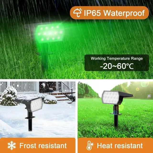 Alt view image 5 of 6 - Color Changing Solar Lights Outdoor, IP68 Waterproof, RGB, 6 Pack | 7 Lighting Modes, Multicolor Solar Halloween Christmas Spotlights for Outside Landscape Yard Garden Tree Party Decorations
