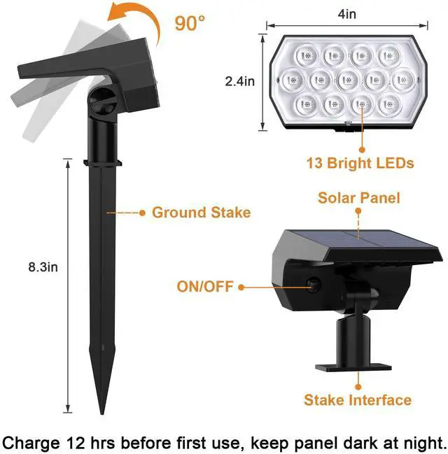 Alt view image 6 of 6 - Color Changing Solar Lights Outdoor, IP68 Waterproof, RGB, 6 Pack | 7 Lighting Modes, Multicolor Solar Halloween Christmas Spotlights for Outside Landscape Yard Garden Tree Party Decorations