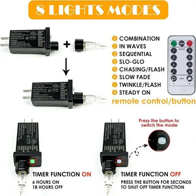 Alt view image 7 of 7 - 99FT 300 LED Fairy Lights with Remote, Plug in Twinkle Light Outdoor Indoor | 8 Modes, Timer, Dimmable, Memory Function, Waterproof Warm White String Lights for Bedroom Garden Party Christmas Decor