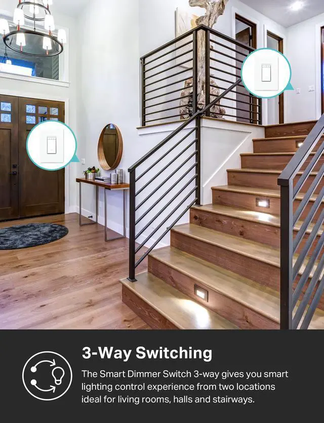 Alt view image 3 of 7 - 3-Way Dimmer Switch Kit, KS230 KIT v2, Need Neutral Wire | 2.4GHz Wi-Fi, Dimmable Light Switch Works with Alexa, Google Home & SmartThings, ETL Certified, No Hub REquired, White