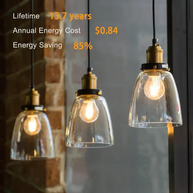 Alt view image 4 of 7 - A19 LED Edison Light Bulb, E26 Dimmable Bulb, 60W Equivalent, 12 Pack | Vintage Warm White Bulb 2700K, 8W 800LM High Brightness, E26 Base, A19, 80+ CRI, Clear Glass Filament Bulb for Living Room