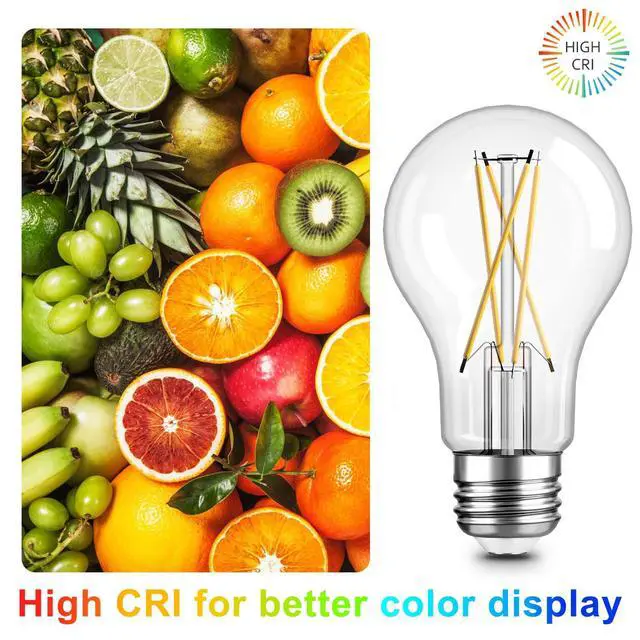 Alt view image 3 of 7 - A19 Vintage Dimmable LED Light Bulbs, E26 Base 60W Equivalent, 6 Pack | 2700K Warm White, 8W, 800 Lumens High Brightness, CRI 80+, Clear Glass Edison Filament, for Home, Farmhouse