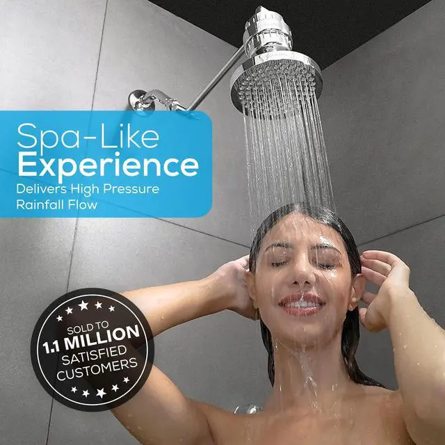 Alt view image 7 of 7 - Rain Shower Head, 6 Inch Round, Luxury Polished Chrome Finish | High Pressure Shower Heads, 90 Nozzles, Adjustable Showerhead, No Tools Needed, Universal Connection