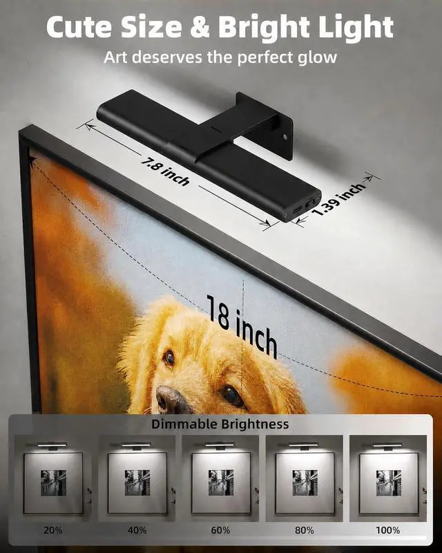 Alt view image 6 of 7 - Picture Light for Wall, Rechargeable 2400mAh Lights Wireless with IR Remote, 3 Color & Dimmable Magnetic 7.8'' LED Lights Display for Painting, Living Room, Gallery, Bedroom(Black-3P)