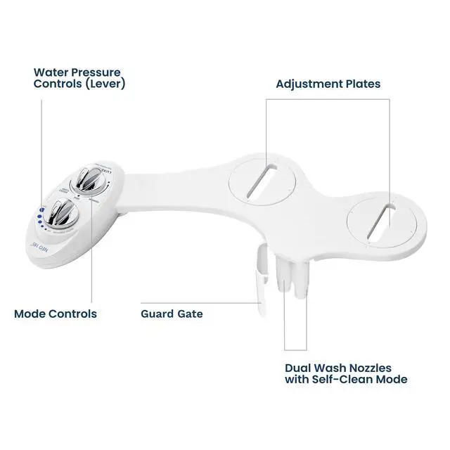 Alt view image 7 of 7 - NEO 185 - Bidet Attachment for Toilet Seat, White | Non-Electric, Dual Nozzle, Self-Cleaning, Adjustable Water Pressure, Rear & Feminine Wash