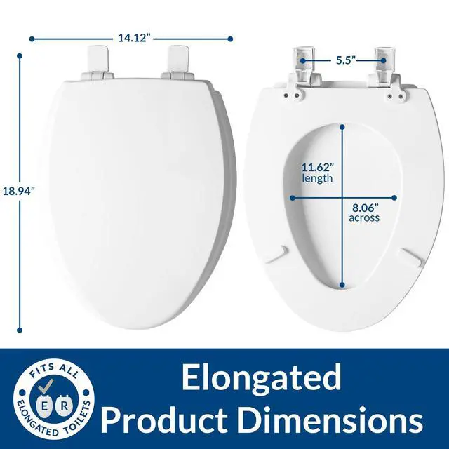 Alt view image 5 of 7 - Cassel slow close toilet seat, easy clean non-slip premium wood seat, install, made in USA, elongated, white
