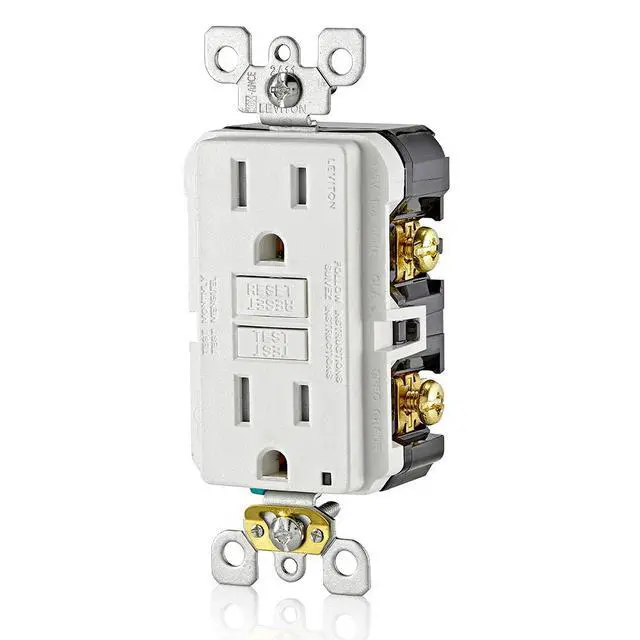 Alt view image 2 of 7 - GFCI Outlet, 15 Amp, Self Test, Tamper-Resistant with LED Indicator Light, Protection from Electric Shock and Electrocution, GFTR1-W, White