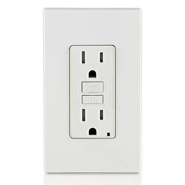 Alt view image 7 of 7 - GFCI Outlet, 15 Amp, Self Test, Tamper-Resistant with LED Indicator Light, Protection from Electric Shock and Electrocution, GFTR1-W, White