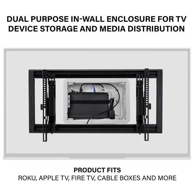 Alt view image 2 of 7 - Legrand - OnQ Cable Management, In-Wall Media Box, Dual Purpose Structured Wiring Enclosure, TV Home Theater Recessed Storage Box, 9 Inch, white ENP0900-NA