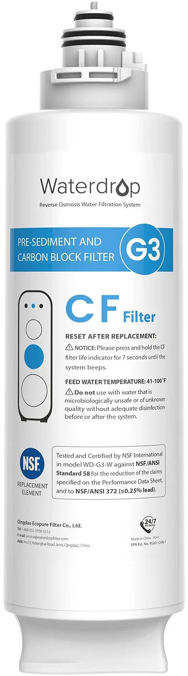Main image of G3-N1CF Filter, Replacement for G3-W & G3P600 & G3P800 RO System | 6-Month, NSF/ANSI 372 Certified, Easy Replacement, Under-Sink Reverse Osmosis Filter