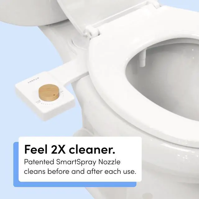 Alt view image 2 of 7 - Fresh Ultra-Slim Starter Bidet Attachment, Bamboo | Non-Electric, Cool Water Rear Wash, Adjustable Pressure, Self-Cleaning, Fits Elongated and Round Toilets, 10 Minute Install