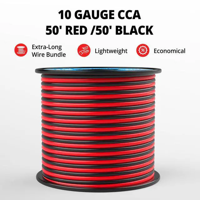 Alt view image 3 of 6 - 10 Gauge Wire 2 Conductors, CCA Red Black Electrical Wire, 50FT | Flexible, High Conductivity & Wear-Resistant 10 AWG Wire with PVC insulation for Automotive, Speaker, LED, Marine, 12V/24V DC