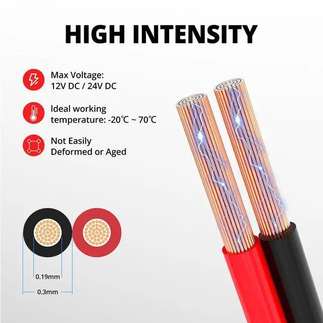 Alt view image 4 of 6 - 10 Gauge Wire 2 Conductors, CCA Red Black Electrical Wire, 50FT | Flexible, High Conductivity & Wear-Resistant 10 AWG Wire with PVC insulation for Automotive, Speaker, LED, Marine, 12V/24V DC