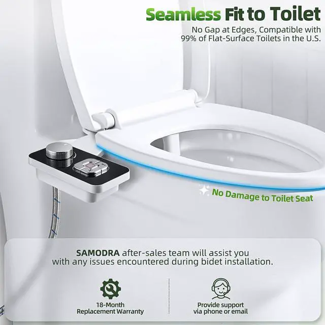 Alt view image 4 of 7 - Bidet Attachment, Non-Electric Cold Water Bidet Toilet Seat Attachment with Pressure Controls, Retractable Self-Cleaning Dual Nozzles for Frontal & Rear Wash - Black