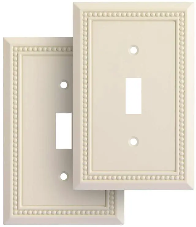 Main image of Sunken Pearls Heavy Duty Decorative Wall Plate Switch Plate Outlet Cover, Durable Solid Zinc Alloy (Single Toggle 2PK, Light Almond)