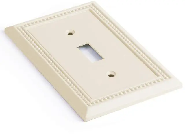 Alt view image 2 of 7 - Sunken Pearls Heavy Duty Decorative Wall Plate Switch Plate Outlet Cover, Durable Solid Zinc Alloy (Single Toggle 2PK, Light Almond)