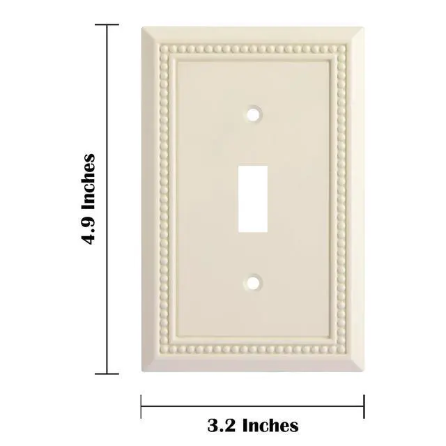 Alt view image 3 of 7 - Sunken Pearls Heavy Duty Decorative Wall Plate Switch Plate Outlet Cover, Durable Solid Zinc Alloy (Single Toggle 2PK, Light Almond)