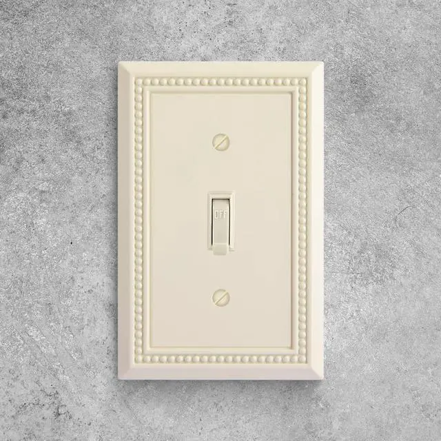 Alt view image 4 of 7 - Sunken Pearls Heavy Duty Decorative Wall Plate Switch Plate Outlet Cover, Durable Solid Zinc Alloy (Single Toggle 2PK, Light Almond)