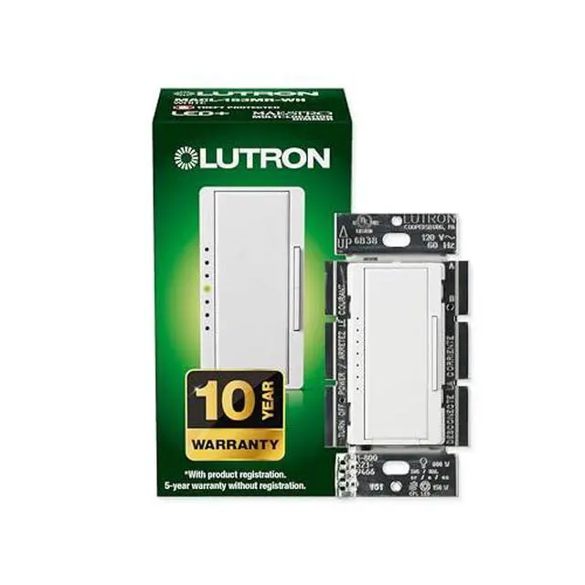Alt view image 2 of 7 - Maestro LED+ Dimmer Switch, Tap Dimmer, Single Pole/3-way