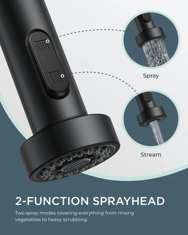Alt view image 4 of 7 - Black Kitchen Sink Faucet, Pull Down Sprayer, Classic High Arc | Lead-Free Stainless Steel, Single Handle Commercial Spring Sink Faucets for Laundry Utility Room, Outdoor Farmhouse Camper