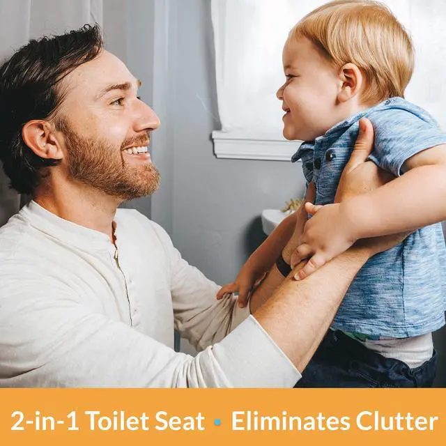 Alt view image 4 of 7 - Little2Big Toilet Seat with Built-In Toddler Potty Training Seat, Slow Close, Easy to Install, Made in USA, ELONGATED, White