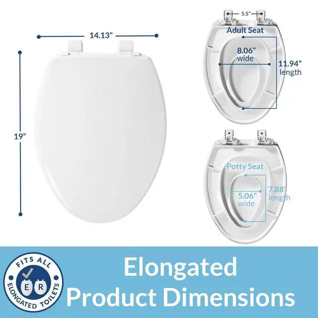 Alt view image 7 of 7 - Little2Big Toilet Seat with Built-In Toddler Potty Training Seat, Slow Close, Easy to Install, Made in USA, ELONGATED, White