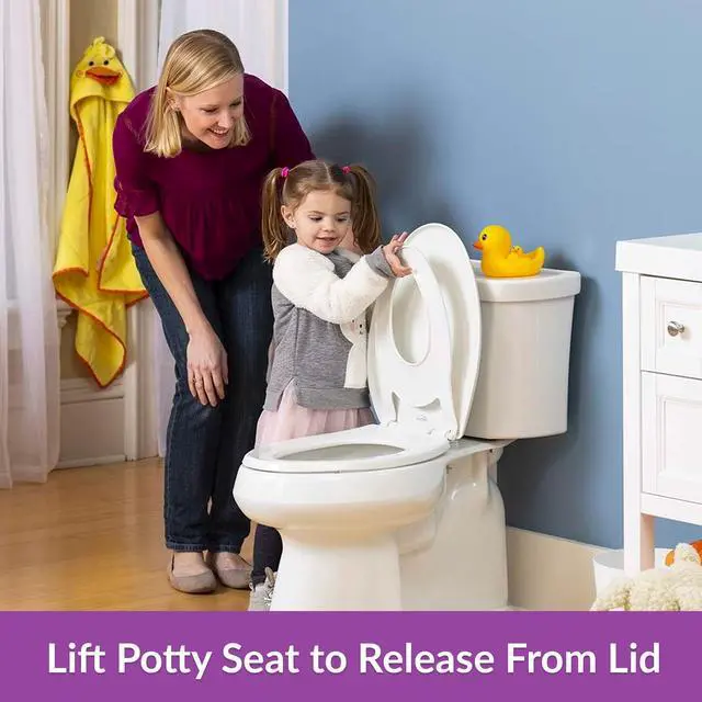 Alt view image 5 of 7 - Little2Big Toilet Seat with Built-In Toddler Potty Training Seat, Slow Close, Easy to Install, Made in USA, ELONGATED, White