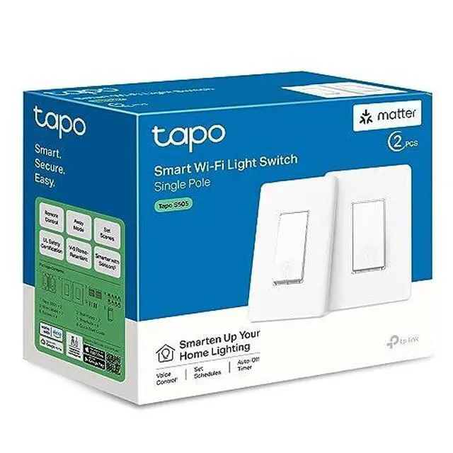 Alt view image 2 of 7 - TP-Link Matter Smart Light Switch: Voice Control w/Siri, Alexa & Google Home | UL Certified | Timer & Schedule | Easy Guided Install | Neutral Wire Required | Single Pole | S505(2-Pack)