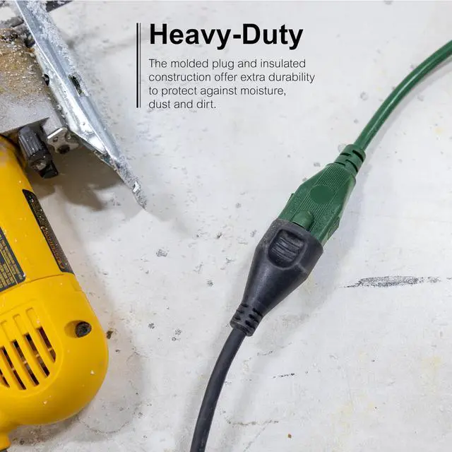Alt view image 3 of 5 - Outdoor Extension Cord, 40 Ft, Grounded Heavy Duty Extension Cord, 16AWG | 3 Prong Outdoor, Extension Cord, ETL Listed, Green, 81601