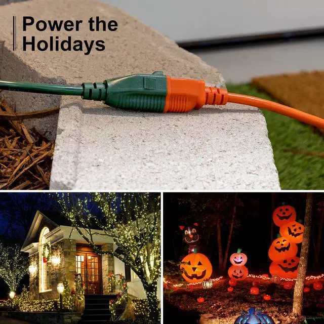 Alt view image 5 of 5 - Outdoor Extension Cord, 40 Ft, Grounded Heavy Duty Extension Cord, 16AWG | 3 Prong Outdoor, Extension Cord, ETL Listed, Green, 81601