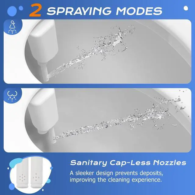 Alt view image 2 of 7 - Ultra-Slim Hygienic Bidets Attachment for Existing Toilets - Adjustable Fresh Water Pressure Dual Nozzle (Frontal & Rear Wash) Easy to Install, Silver
