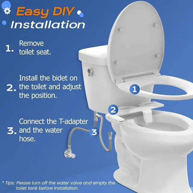 Alt view image 4 of 7 - Ultra-Slim Hygienic Bidets Attachment for Existing Toilets - Adjustable Fresh Water Pressure Dual Nozzle (Frontal & Rear Wash) Easy to Install, Silver