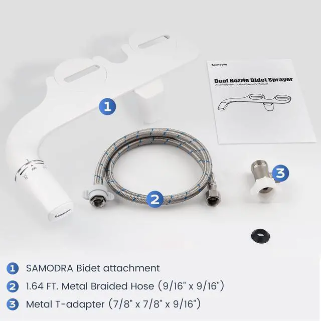 Alt view image 5 of 7 - Ultra-Slim Hygienic Bidets Attachment for Existing Toilets - Adjustable Fresh Water Pressure Dual Nozzle (Frontal & Rear Wash) Easy to Install, Silver