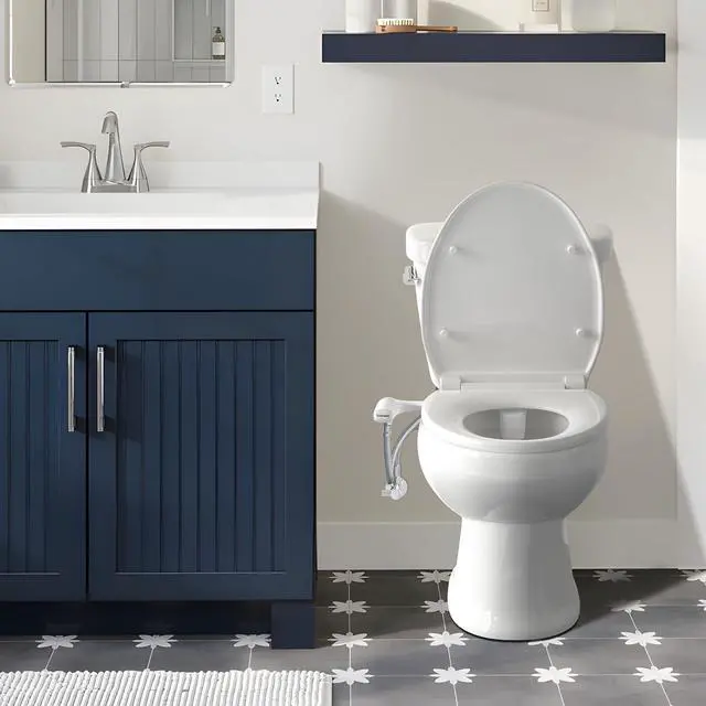 Alt view image 6 of 7 - Ultra-Slim Hygienic Bidets Attachment for Existing Toilets - Adjustable Fresh Water Pressure Dual Nozzle (Frontal & Rear Wash) Easy to Install, Silver