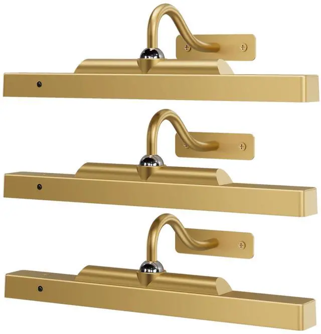 Main image of Gallery Lights for Wall 3 Pack, 12" Rechargeable Picture Lights, Cordless Remote Dimmable LED for Portrait Hallway Decor (Antique Gold)