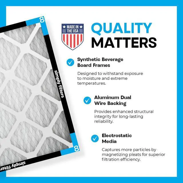 Alt view image 4 of 7 - 20x20x1 Air Filter, Merv 8, MPR 600, 6 Pack, Furnace Air Filter for HVAC (Actual Size: 19.75"x19.75"x0.75") DUST, Pet, & Allergy Control