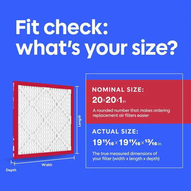 Alt view image 3 of 7 - 20x20x1 Air Filter, MERV 11, MPR 1000, Allergens & Pet Dander, 3-Month AC and Furnace Filters, Cleaner Air, Reliable Airflow, 2 HVAC Filters (Actual Size 19.68 x 19.68 x 0.81 in)