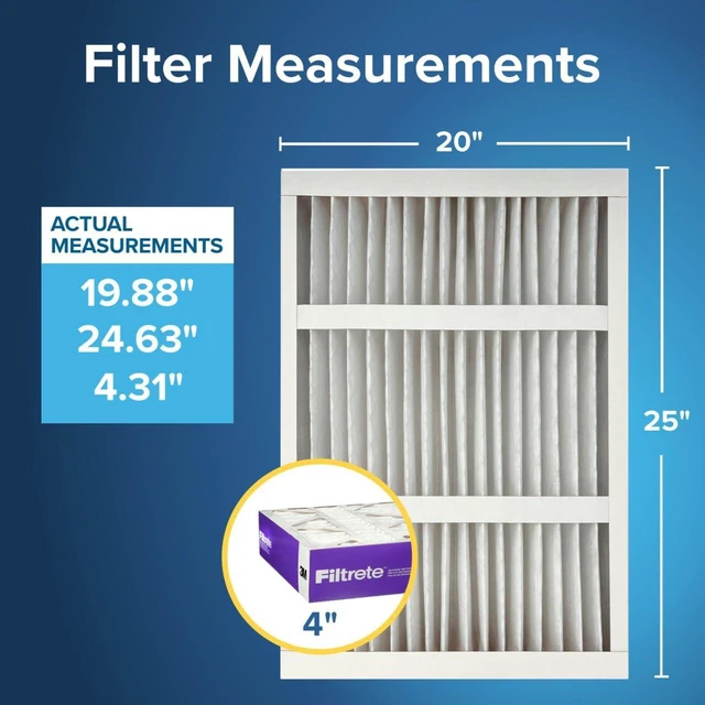 Alt view image 2 of 7 - 20x25x4(SlimFit), AC Furnace Air Filter, MPR 1550 DP, Healthy Living Ultra Allergen Deep Pleat, 4-Pack, Fits Lennox & Honeywell Devices (exact dimensions 19.5 x 24.5 x 3.75)