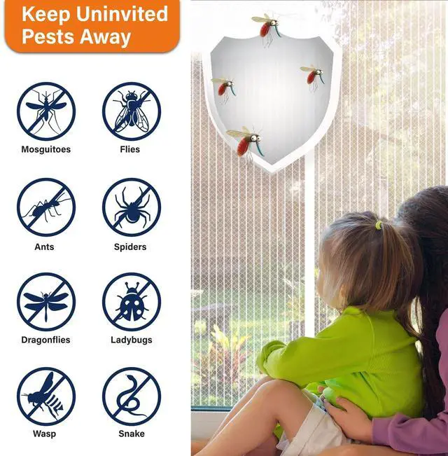 Alt view image 4 of 6 - Magnetic Screen DoorScreen Door MeshKeep Bugs Out, Heavy-Duty Mesh Curtain,Pet and Kid Friendly, Works with Front Doors, Sliding Doors38x82 Inch White