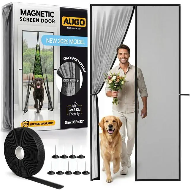 Main image of Magnetic Screen Door - Self Sealing, Heavy Duty, Hands Free Mesh Partition Keeps Bugs Out - Pet and Kid Friendly - Patent Pending Keep Open Feature - 38 Inch x 83 Inch