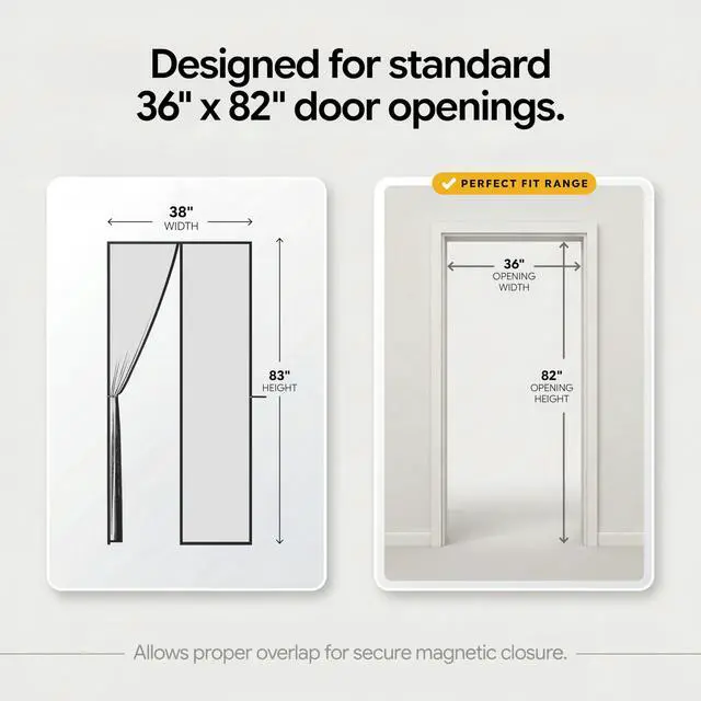 Alt view image 2 of 7 - Heavy Duty Magnetic Screen Door Fiberglass Pet Resistant Mesh, Self Sealing Hands Free Magnetic Closure, Tear Resistant Door Screen Keeps Bugs Out, Patent Pending Keep Open Feature 38 x 83