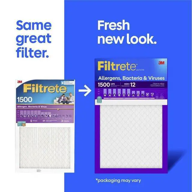 Alt view image 2 of 7 - 20x25x1 Air Filter, MERV 12, MPR 1500, Allergens, Bacteria & Viruses, 3-Month AC and Furnace Filters, Cleaner Air, Reliable Airflow, 2 HVAC Filters (Actual Size 19.62 x 24.62 x 0.78 in)