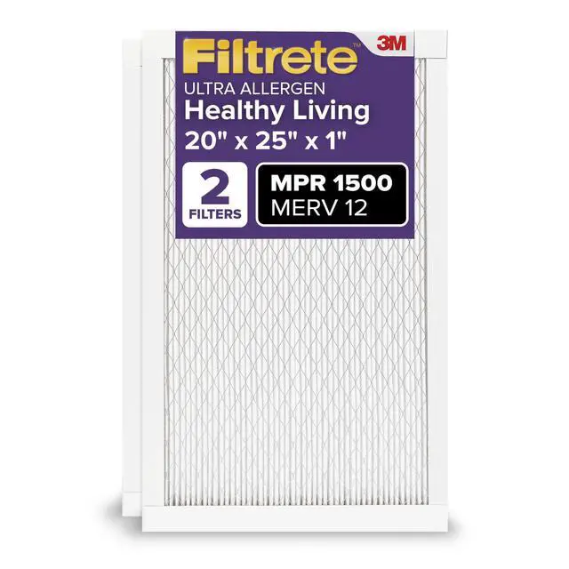 Alt view image 4 of 7 - 20x25x1 Air Filter, MERV 12, MPR 1500, Allergens, Bacteria & Viruses, 3-Month AC and Furnace Filters, Cleaner Air, Reliable Airflow, 2 HVAC Filters (Actual Size 19.62 x 24.62 x 0.78 in)