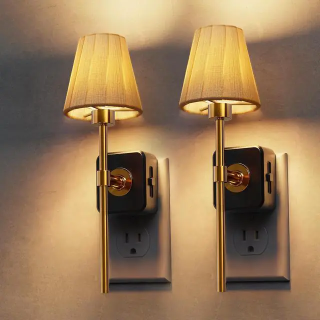 Main image of Night Lights Plug into Wall, Pleated Fabric Cover Night Light