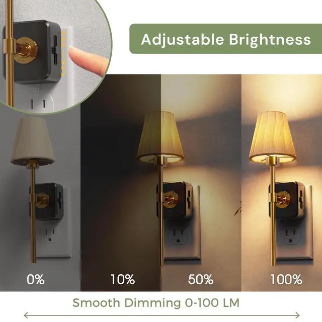 Alt view image 3 of 7 - Night Lights Plug into Wall, Pleated Fabric Cover Night Light