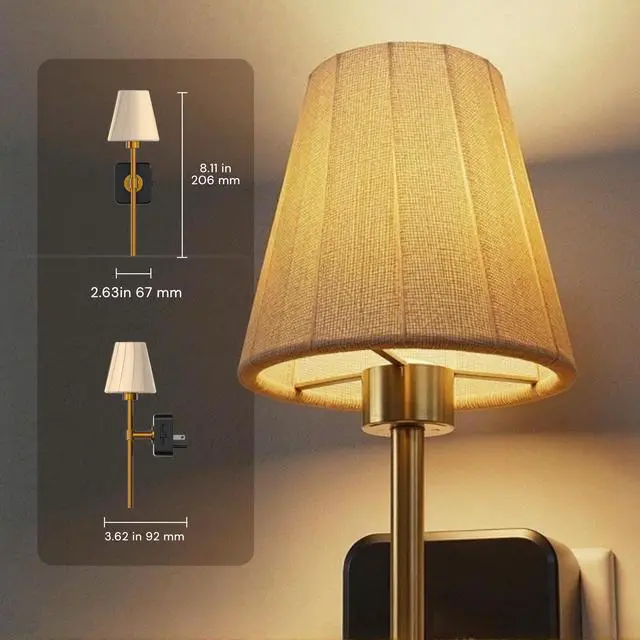 Alt view image 5 of 7 - Night Lights Plug into Wall, Pleated Fabric Cover Night Light