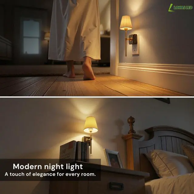 Alt view image 7 of 7 - Night Lights Plug into Wall, Pleated Fabric Cover Night Light